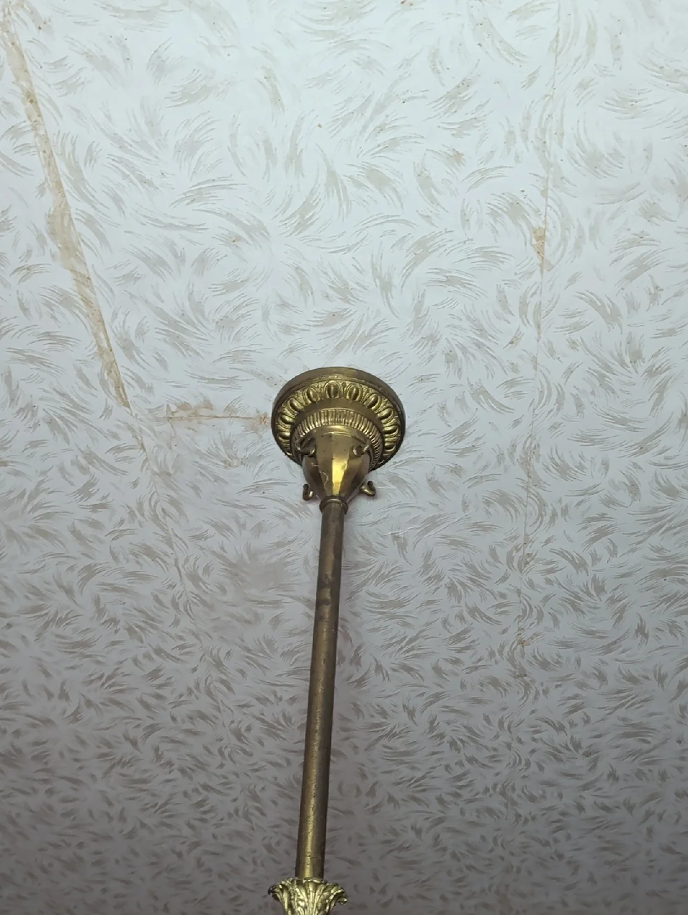 Antique Ceiling Medallion and Rod 30 Inches Old School Wiring
